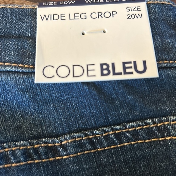 Code Bleu Wide Leg Crop Jeans Stretch NWT Size 20W Dark Wash Raw Hem - Picture 14 of 14